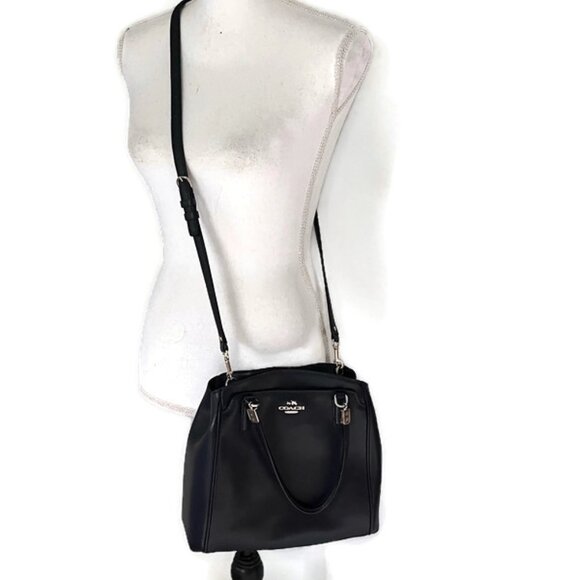 Coach F34663 Minetta Leather Handbag Satchel Midnight Blue Navy Crossbody Purse - Picture 6 of 10